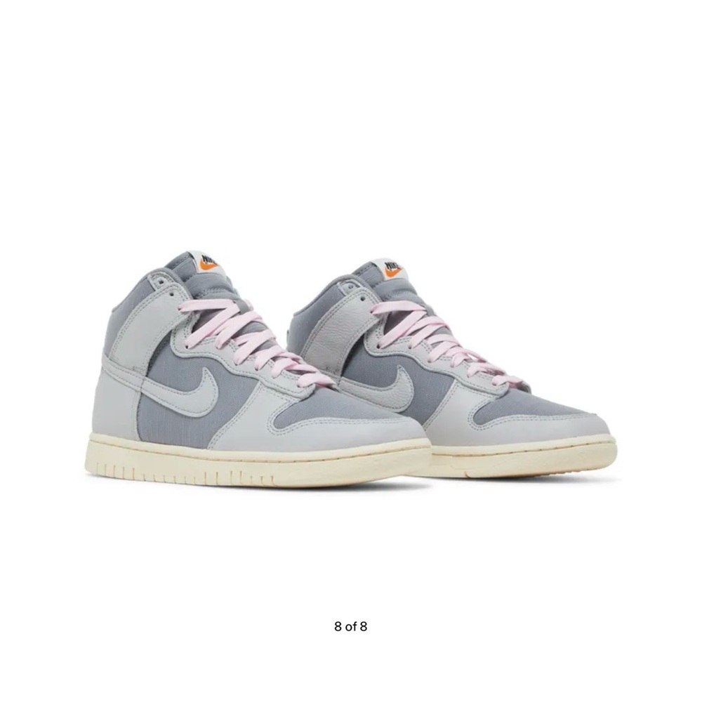 Nike Gray High-Top Sneakers with Pink Laces